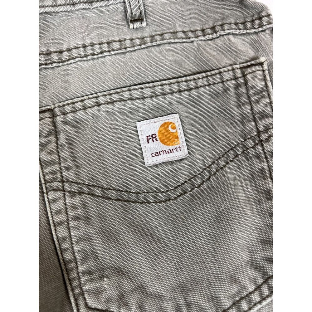 Carhartt Men 34x30 FRB159-MOSS Flame Resistant Canvas Work Pants - Picture 3 of 7